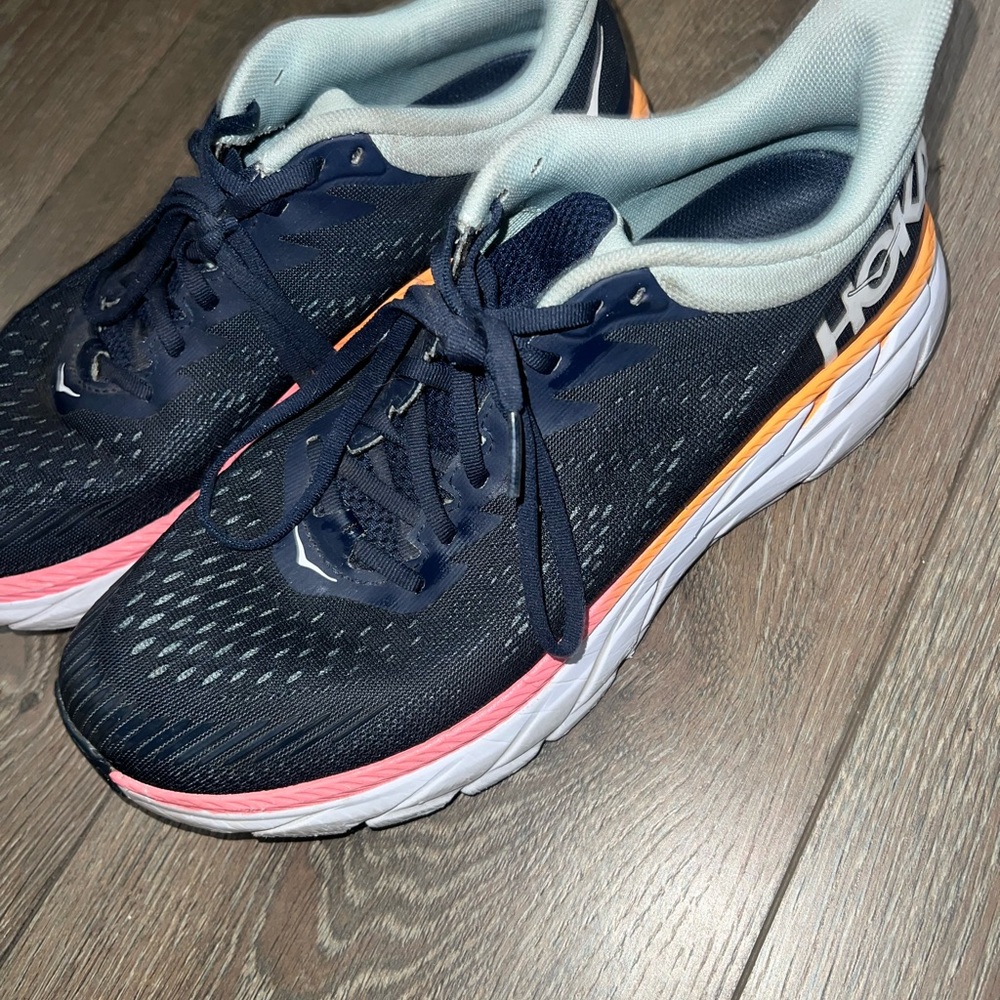 Hoka Blue and Orange Athletic Shoes with Breathable Mesh